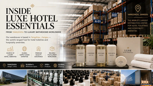 Luxury hotel toiletries warehouse and hospitality supply chain operations in Yangzhou, China