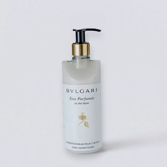 Bvlgari White Tea Conditioner 300ml, premium hair repair inspired by Bvlgari Hotel amenities. Sophisticated Himalayan tea formula by Luxe Hotel Essentials.