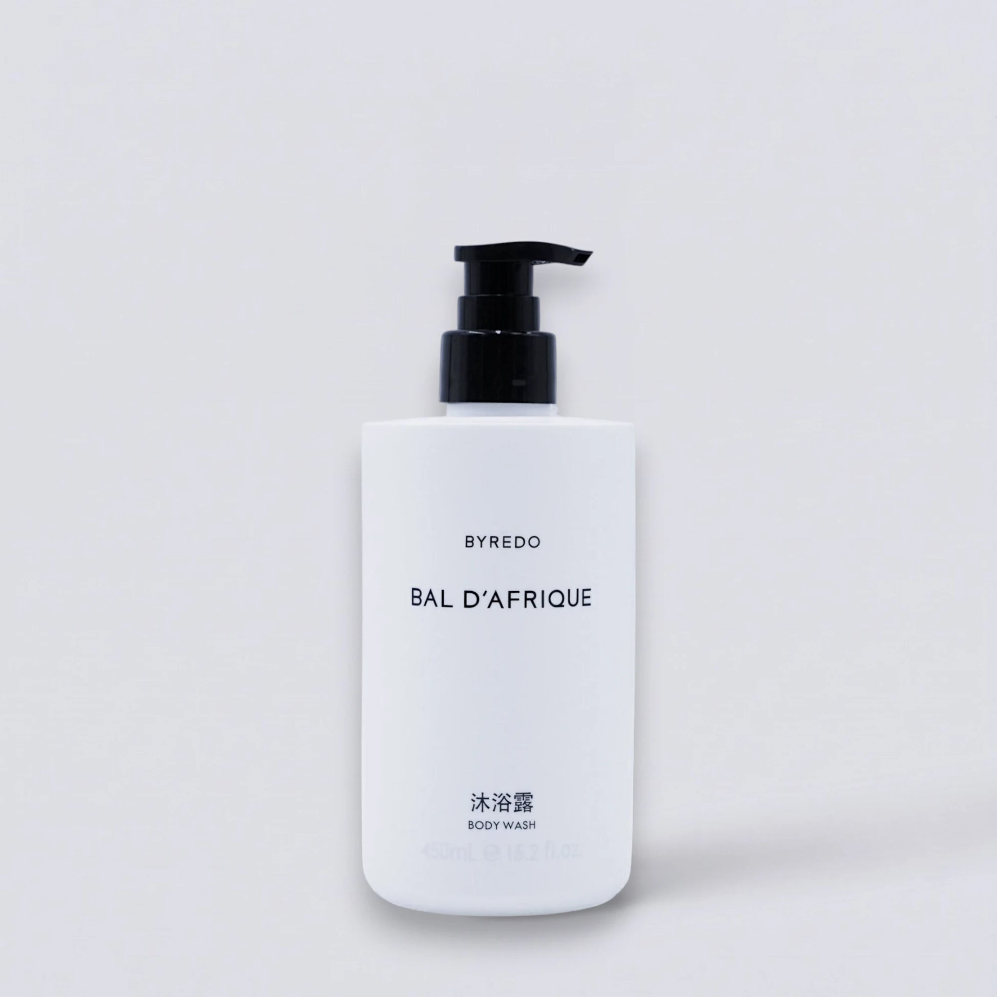BYREDO Bal d'Afrique Shower Gel 450ml, the vibrant citrus and amber scent of InterContinental luxury suites. Refreshing body wash by Luxe Hotel Essentials.