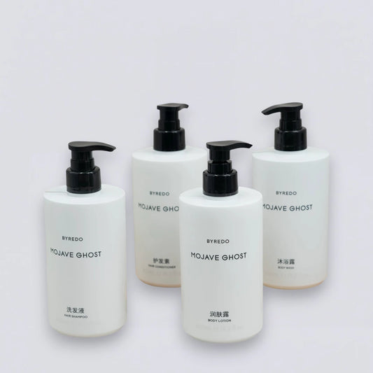 Complete BYREDO Mojave Ghost 450ml Collection Set, the full Courtyard by Marriott guest room experience curated by Luxe Hotel Essentials.