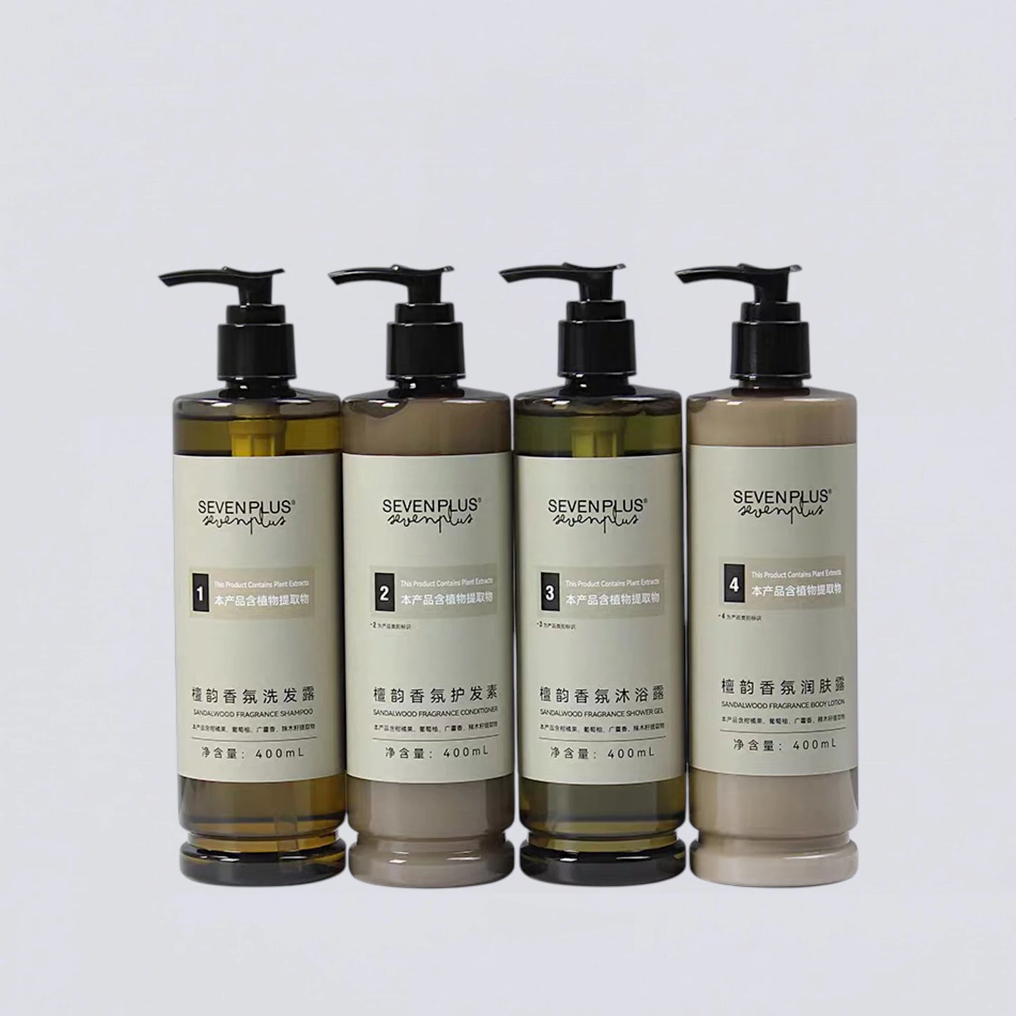 Complete SEVEN PLUS 400ml Collection Set, the full Crowne Plaza Hotel guest room experience curated by Luxe Hotel Essentials.