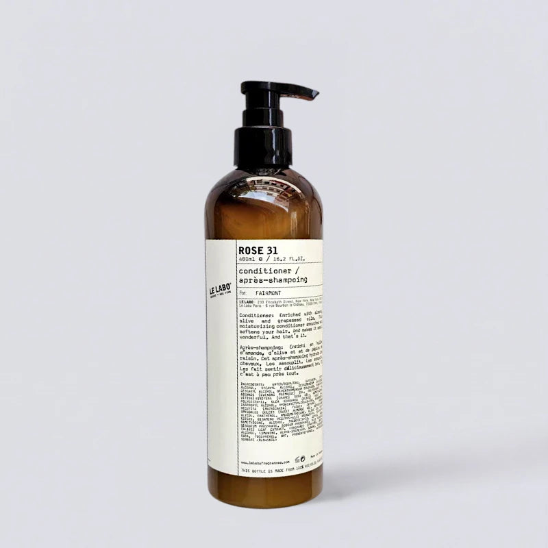 Le Labo Rose 31 Conditioner 480ml, premium hair repair with the sophisticated EDITION Hotel fragrance. Nourishing botanical formula by Luxe Hotel Essentials.