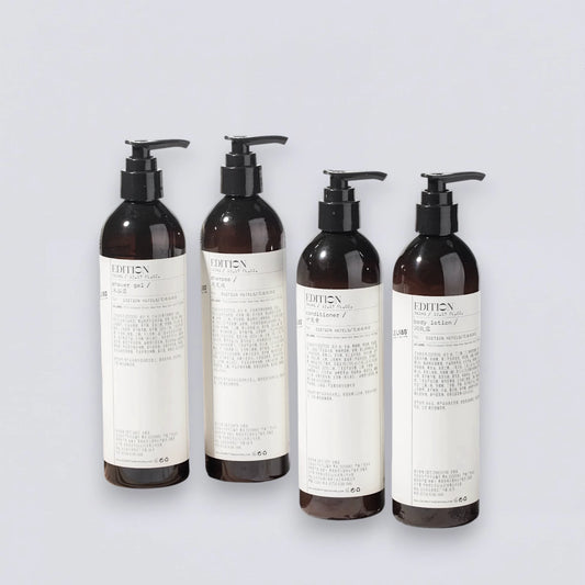 Complete Le Labo Santal 33 360ml Collection Set, the full EDITION Hotel "Santal" guest room experience curated by Luxe Hotel Essentials