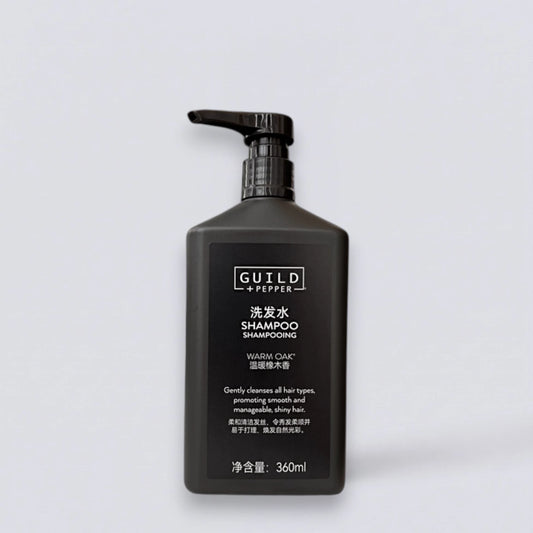 GUILD+PEPPER Shampoo 360ml, inspired by the modern amenities of Sheraton Hotels. Sophisticated herbal hair care by Luxe Hotel Essentials.
