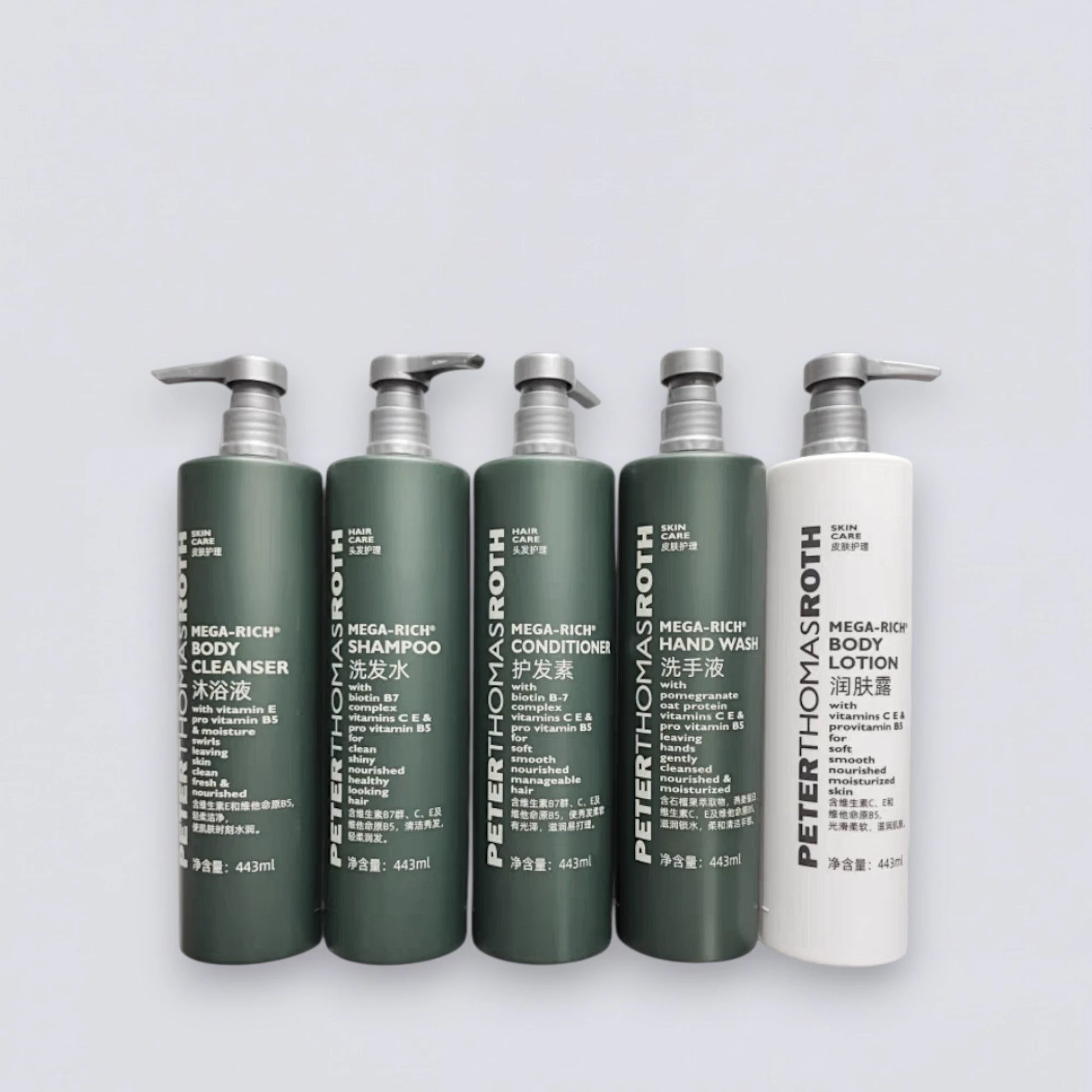 Complete Peter Thomas Roth Mega-Rich 443ml Collection Set, the ultimate Hilton Hotel "Stay Energized" experience curated by Luxe Hotel Essentials.