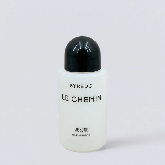 Byredo Le Chemin shampoo, infused with its signature fresh and floral botanical notes, is an exclusive choice for luxury hotel travel-size toiletries and upscale hotel essentials.