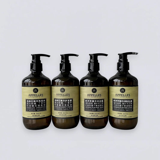 Complete APPELLES Roselle 300ml Collection Set, the full Langham Hotel guest room experience curated by Luxe Hotel Essentials.