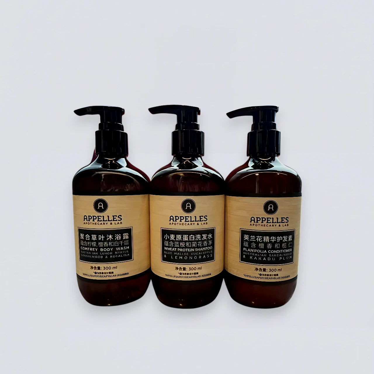 Complete APPELLES Wheat Protein 300ml Collection Set, the ultimate hair and body repair suite from The Langham, curated by Luxe Hotel Essentials.