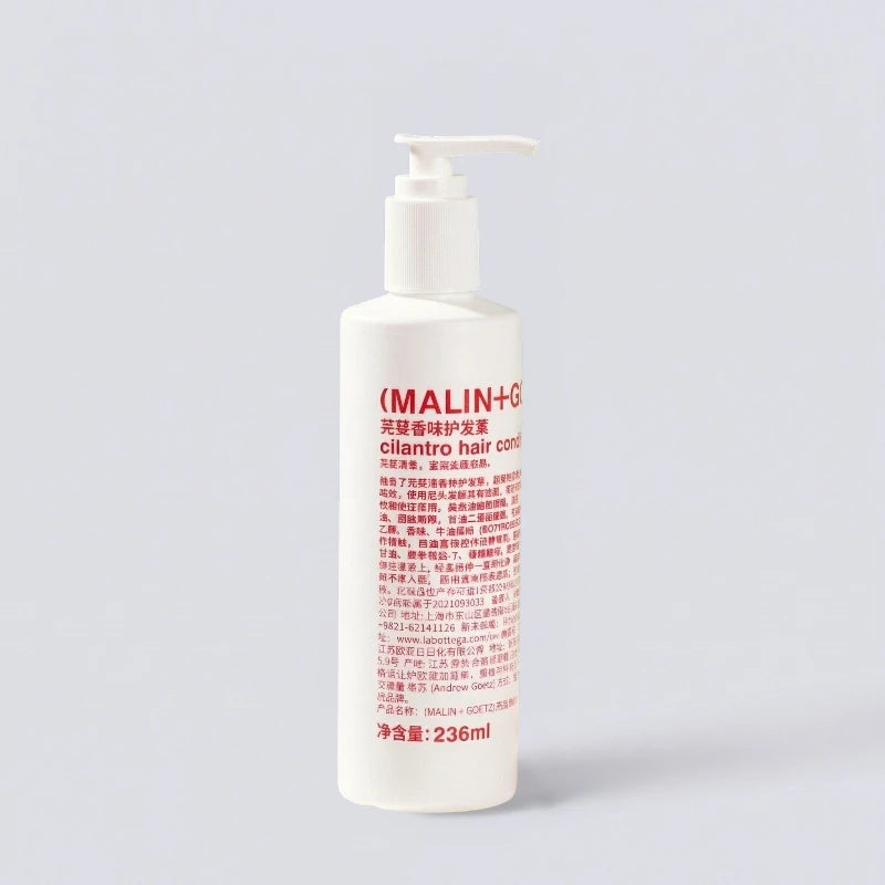 (MALIN+GOETZ) Cilantro Hair Conditioner 236ml, as featured in Le Méridien guest rooms. Lightweight botanical hair repair by Luxe Hotel Essentials.