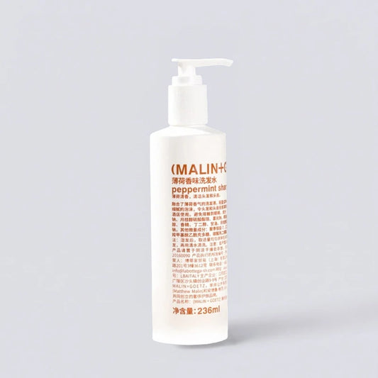 (MALIN+GOETZ) Peppermint Shampoo 236ml, the refreshing signature scent of Le Méridien Hotels. Natural peppermint hair care by Luxe Hotel Essentials.