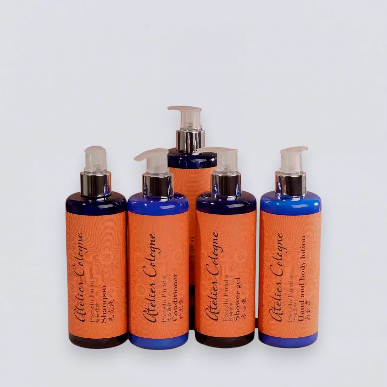 Complete Atelier Cologne 300ml Collection Set, the full Mandarin Oriental Hotel guest room experience curated by Luxe Hotel Essentials.