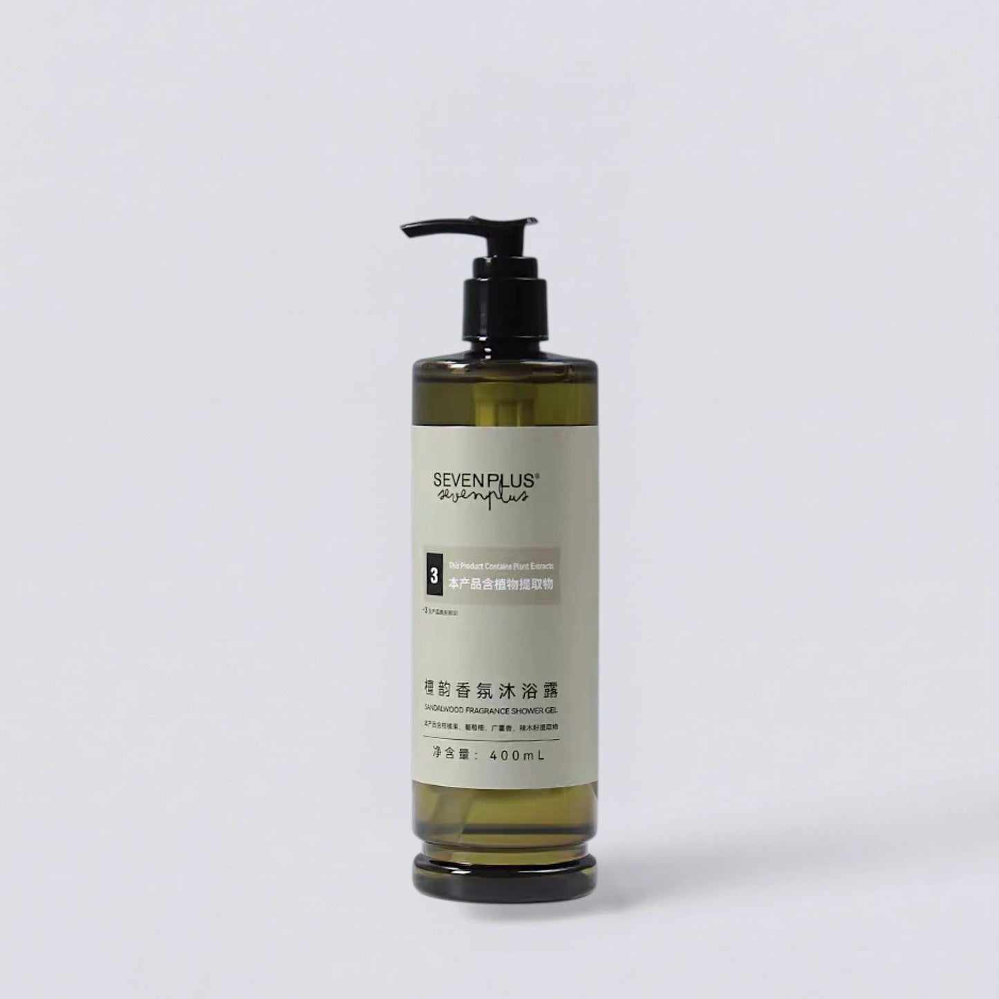 SEVEN PLUS Shower Gel 400ml, as featured in Crowne Plaza guest rooms. Invigorating and clean-scented body wash by Luxe Hotel Essentials.