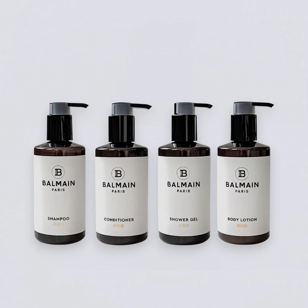 Complete BALMAIN Paris 300ml Collection Set, the full Sofitel Hotel guest room experience curated by Luxe Hotel Essentials.